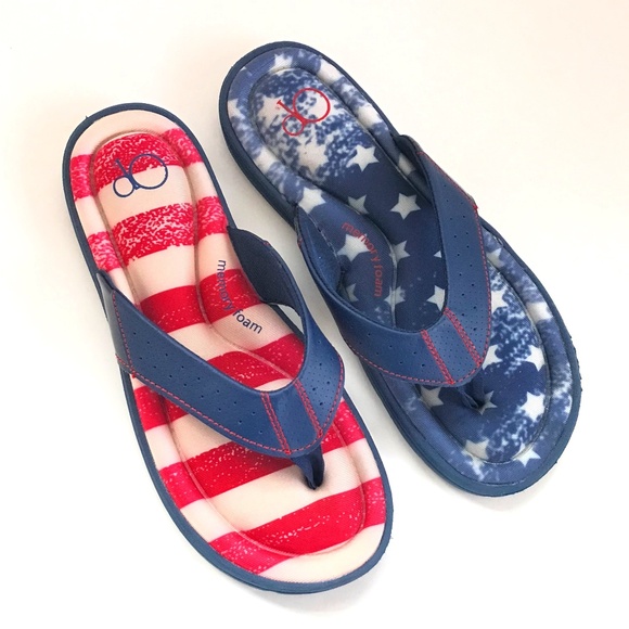 OP Flip Flops Thong Sandals Patriotic 4th of July Stars and Stripes Size 7 - Picture 1 of 16